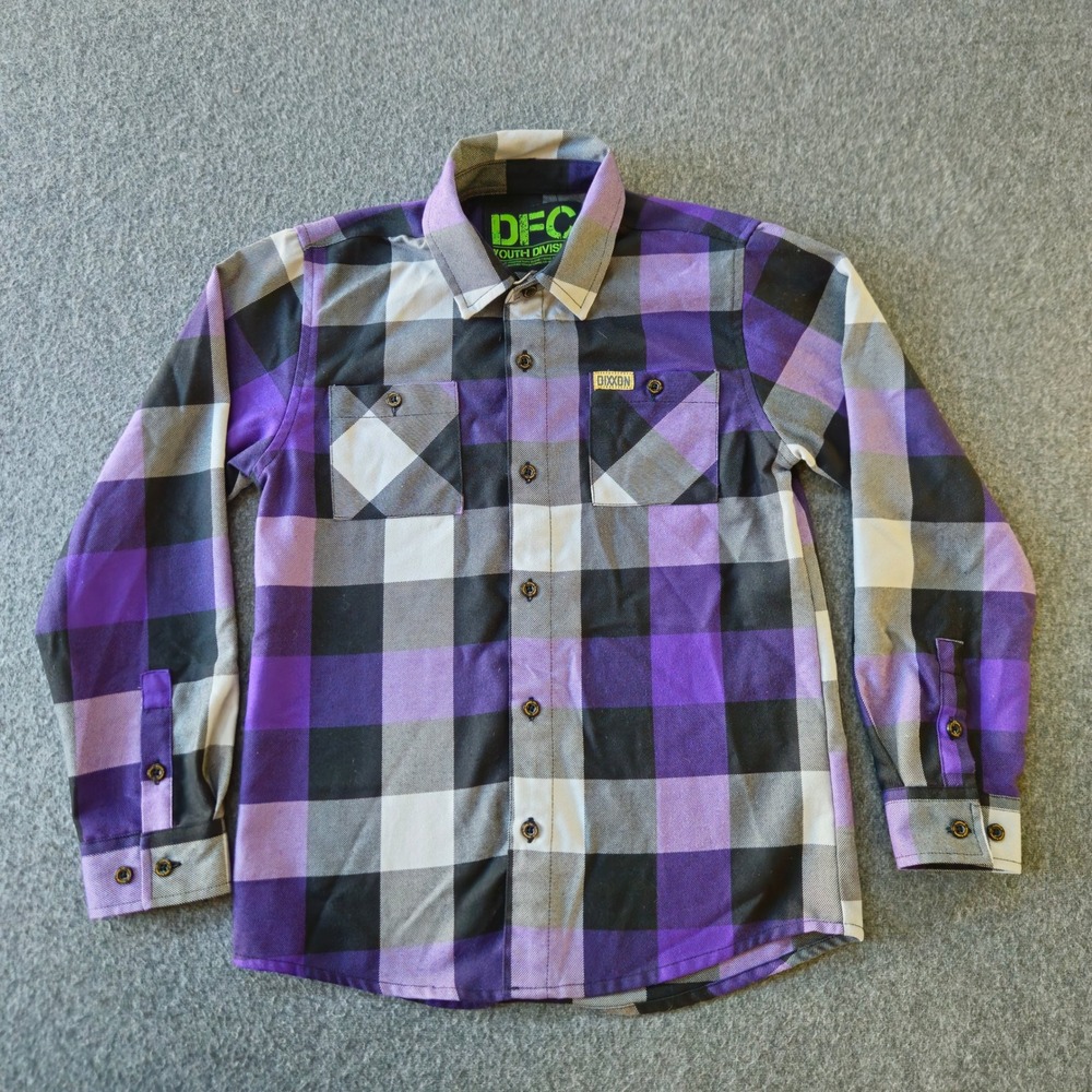 Dixxon Flannel Co. Youth Shirt M Plaid D-Tech Button Down EUC Skater Bikercore